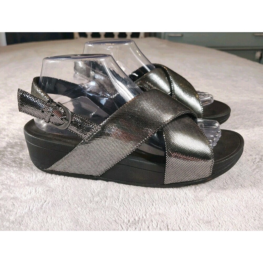 FitFlop Lulu Metallic Slingback Sandals Size 8 Women's Comfort Wedge Shoes - Picture 4 of 9